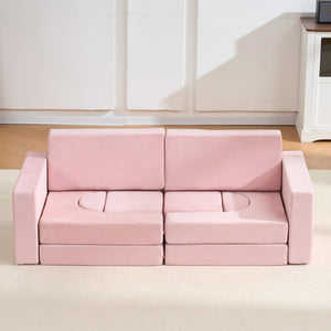 English Elm 14 Piece Modular Foam Play Couch Building Set for Toddlers Playroom Bedroom Pink W3523P450225