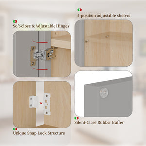 English Elm Gray Shaker Wall Cabinet Solid Wood Double Door Soft Close Kitchen Bath Storage Gray W5662P465943