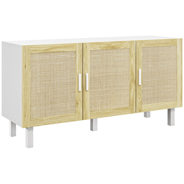 English Elm Homcom Boho Sideboard Buffet Cabinet With Rattan Doors, Adjustable Shelves, And Elevated Base Storage W2225P217721