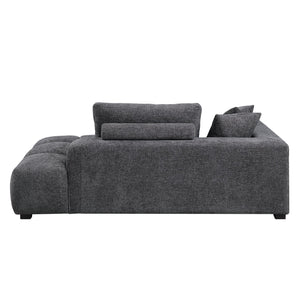 English Elm Chosen Gray Chenille Sectional Sofa Modular 2-Chaise with Ottoman, Toss Pillows, Pocket Coil Seats, 149"W x32"H B2726S00427