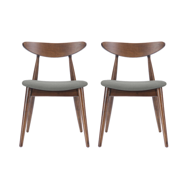 English Elm 5-piece Mid-century Rubberwood Dining Set with Upholstered Chairs for Small Spaces Light Gray,Walnut N759S003011D