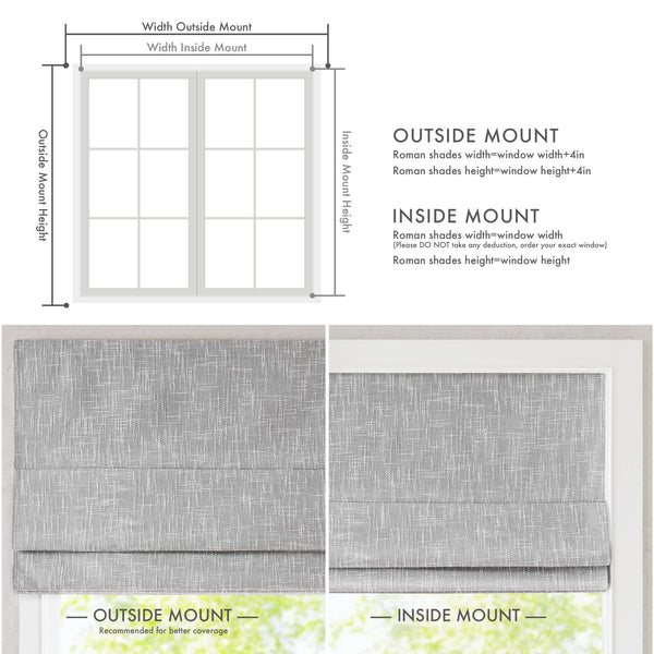 English Elm 1-piece Cordless Roman Shade Linen Look Blackout Polyester Viscose Bedroom Window B035P437524