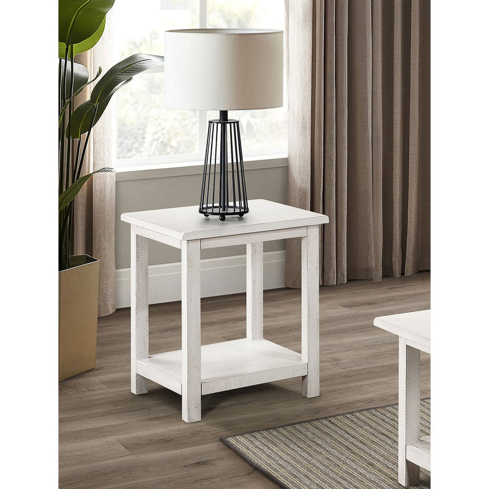 English Elm Castleton Farmhouse Pine End Table with Drawer and Open Shelf for Living Room B062P451670