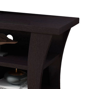 English Elm Tv Media Cabinet with Curved Wood Legs Four Open Shelves Mid-century Living Room B056P416987