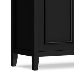 English Elm Amherst Shaker Pine Sideboard Wide Four Door Storage Cabinet for Dining Hallway Black B136P481646