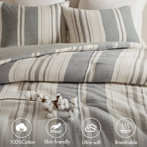 JLA Home Woolrich - Comforter Oversized 3-Piece Set with Breathable Cotton Gauze, Plush Poly-Fill & OEKO-TEX Comfort Grey WR10-4046