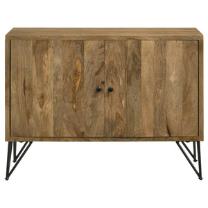 English Elm Eileen Natural Wood 2-Door Accent Cabinet with Metal Legs, Mango Grain Finish, Modern Storage Centerpiece B062P344966