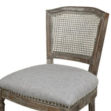 English Elm Triomphe Rattan Wicker High Back Armless Counter Bar Stool, Heathered Grey Linen