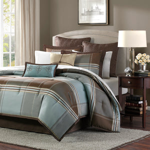 Madison Park Lincoln Square Transitional 8 Piece Jaquard Comforter Set MP10-111 Brown