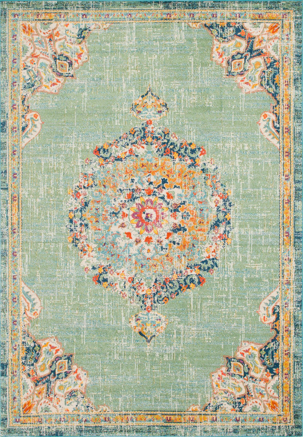Unique Loom Penrose Alexis Machine Made Medallion Rug Green, Beige/Blue/Olive/Orange/Ivory/Yellow/Pink 9' 10" x 13' 11"