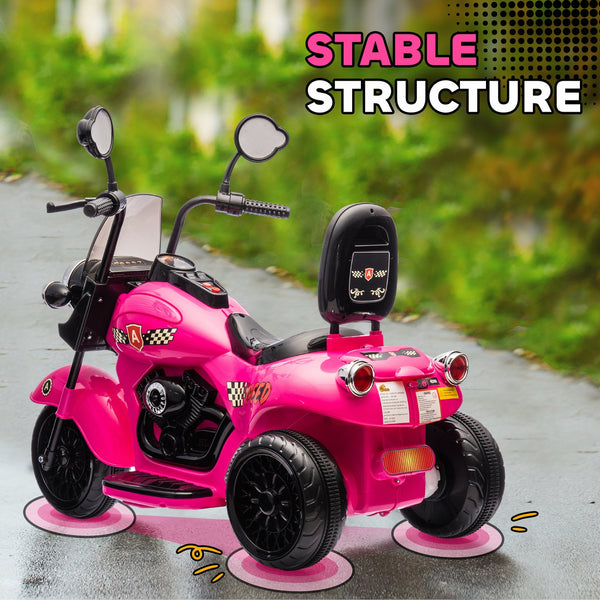 English Elm Qaba Kids 6v Electric Chopper Ride on Three Wheel Motorbike with Lights and Music Pink W2225P249814