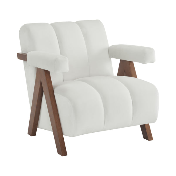 English Elm Christopher Knight Home® - Mid Century Modern Barrel Chair with Solid Wood Frame, Plush Tufted Velvet Ivory Seat, Cozy 28.5" Wide Lounge N765P197467W