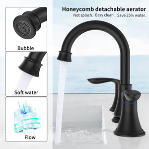 English Elm 2-Handle Matte Black Widespread Bathroom Sink Faucet With 360° Swivel Spout For Modern Vanities T3177P277514