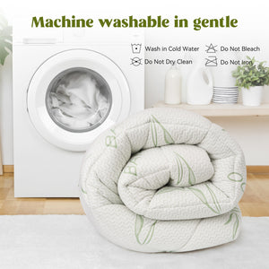 English Elm Bamboo Waterproof Mattress Protector Queen - 21" Deep Pocket, 1000g Plush Fill, Quiet TPU Barrier T3950P399703