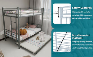 English Elm Heavy-duty Metal Twin over Twin Bunk Bed with Noise-Reducing Design, Safety Rail, Ladder, 350lb Capacity Silver W1935P300361