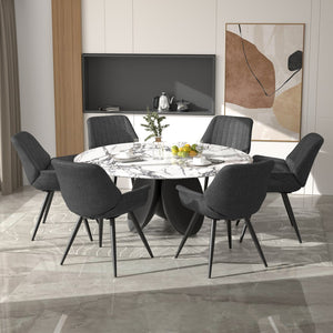 English Elm Dining Chairs Set Of 2 – Stylish Mid-Century Modern Upholstered Faux Leather Side Chairs In Dark Grey T3950P396564