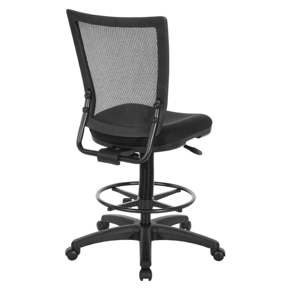 OSP Home Furnishings Soft Frame Drafting Chair with Mesh Back Padded Seat and Adjustable Foot Ring for Studios 69340-30