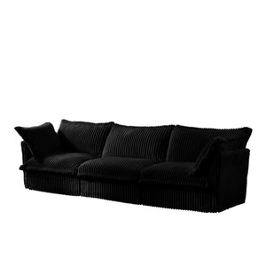 English Elm Slipcovered 3-Seater Sofa - Luxurious Black Corduroy Couch With Removable Covers & Plush Comfort W3041S00096-GIGA