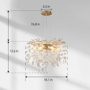 English Elm 6-light Rectangular Chandelier Seeded Glass Gold Farmhouse Fixture for Dining Rooms W5008P466531