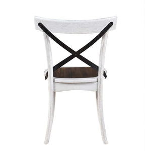 English Elm [Set Of 2] Rustic Farmhouse Dining Chairs With Metal X-Back, Solid Wood, Vintage Style For Any Space W2537P211113-GIGA
