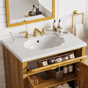 English Elm Christopher Knight Home® - 30-Inch Walnut Vanity with Seashell Resin Sink, Flip-Up Organizer, Soft-Close Doors & Legs Brown N765P33417576B