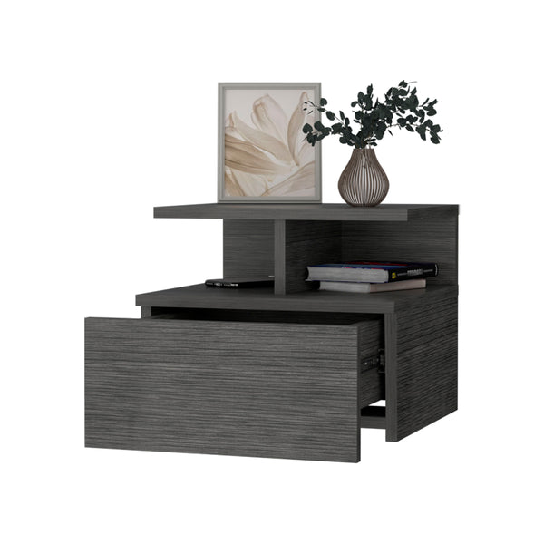 English Elm Augusta Floating Nightstand Wall-Mounted with 2-Tier Shelf & Spacious Drawer for Small Bedrooms B128P176117