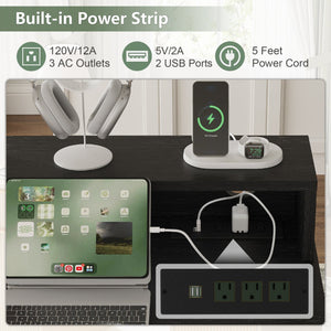 English Elm Executive Home Office Desk with Power Outlets Monitor Stand and File Storage T3773P417164