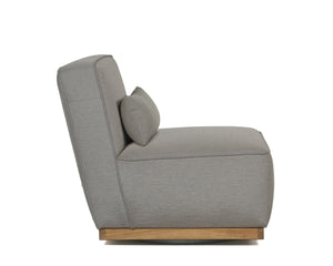 Sunpan CARBONIA Swivel Lounge Chair - Modern Palazzo Taupe Upholstery with Teak Wood Base for Comfort 106657