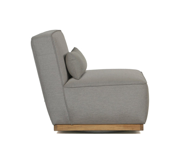 Sunpan CARBONIA Swivel Lounge Chair - Modern Palazzo Taupe Upholstery with Teak Wood Base for Comfort 106657