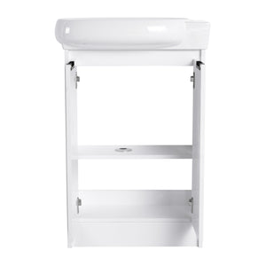 English Elm 23" Freestanding Bathroom Vanity with Ceramic Vessel Sink, Soft-Close Doors, Adjustable Shelf Storage Glossy White W999P206105
