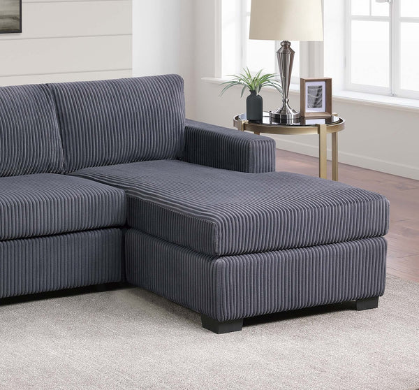English Elm L-shaped Corduroy Sectional with Chaise Square Arms Modern Living Room Sofa Dark Gray B011P430092