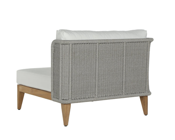 Sunpan Ibiza Armless Chair - Modern Outdoor Lounge with Durable Teak Frame & Eco-Friendly Grey Fabric Natural / Stinson White