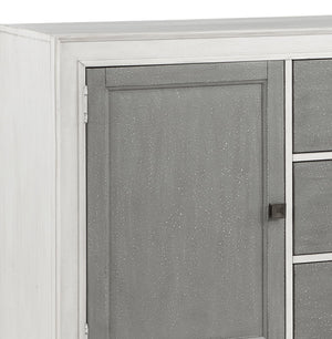 English Elm Katia Rustic Gray & Weathered White Server with 3 Drawers, 2 Doors, Adjustable Shelves, 1" Top Durable Finish B2726P268907