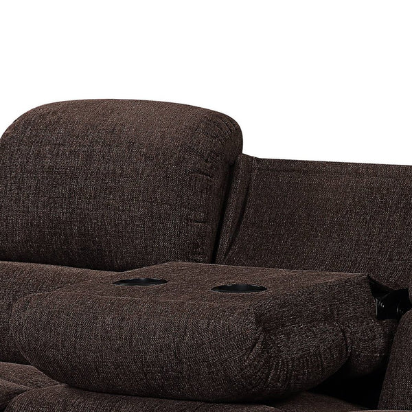 English Elm Madden Brown Chenille Motion Sofa with Drop-Down Table, Console Cup Holders & Pillow-Top Arms B2726P335405