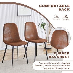 English Elm Table Set With Adjustable Height: Modern Walnut Mdf Top & 4 Brown Tech Fabric Chairs For Versatile Use W1151S04093-GIGA