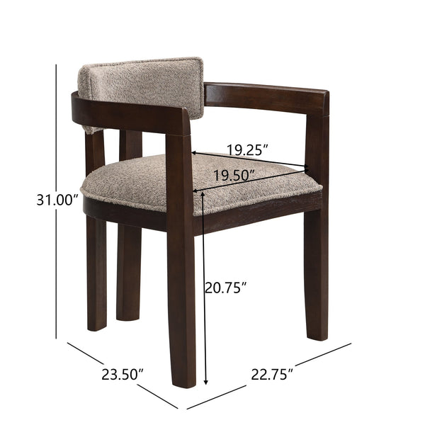 English Elm Christopher Knight Home® - N771P197053H Bouclé Upholstered Dining Chair with Wire-Brushed Rubberwood Frame, Modern Comfort Light Brown N771P361737O