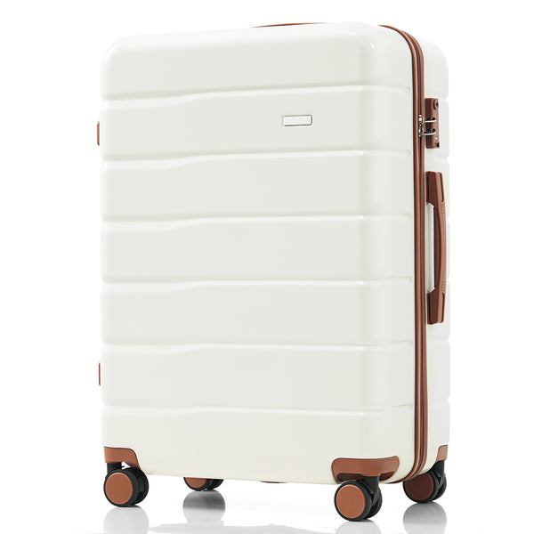 English Elm Premium Abs Hardshell 3 Piece Suitcase Set with Tsa Locks and Spinner Wheels Beige+Brown N726P171340O