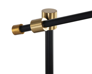 Sunpan Neela Table Lamp - Modern Black Disc Design with Brass Accents & Unique Marble Base for Elegance