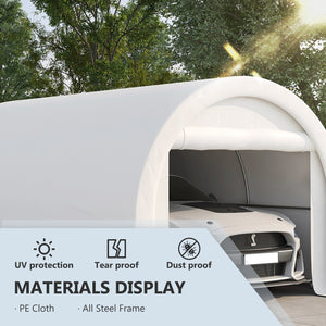 English Elm Outsunny 10x16 Portable Carport Steel Frame Pe Canopy Shelter for Vehicles Gear White W2225P200868