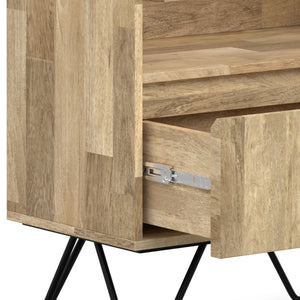 English Elm Hunter Tall Bookcase Natural Mango Wood with Drawer & Hairpin Legs, Industrial Modern Storage Shelf B136P238609