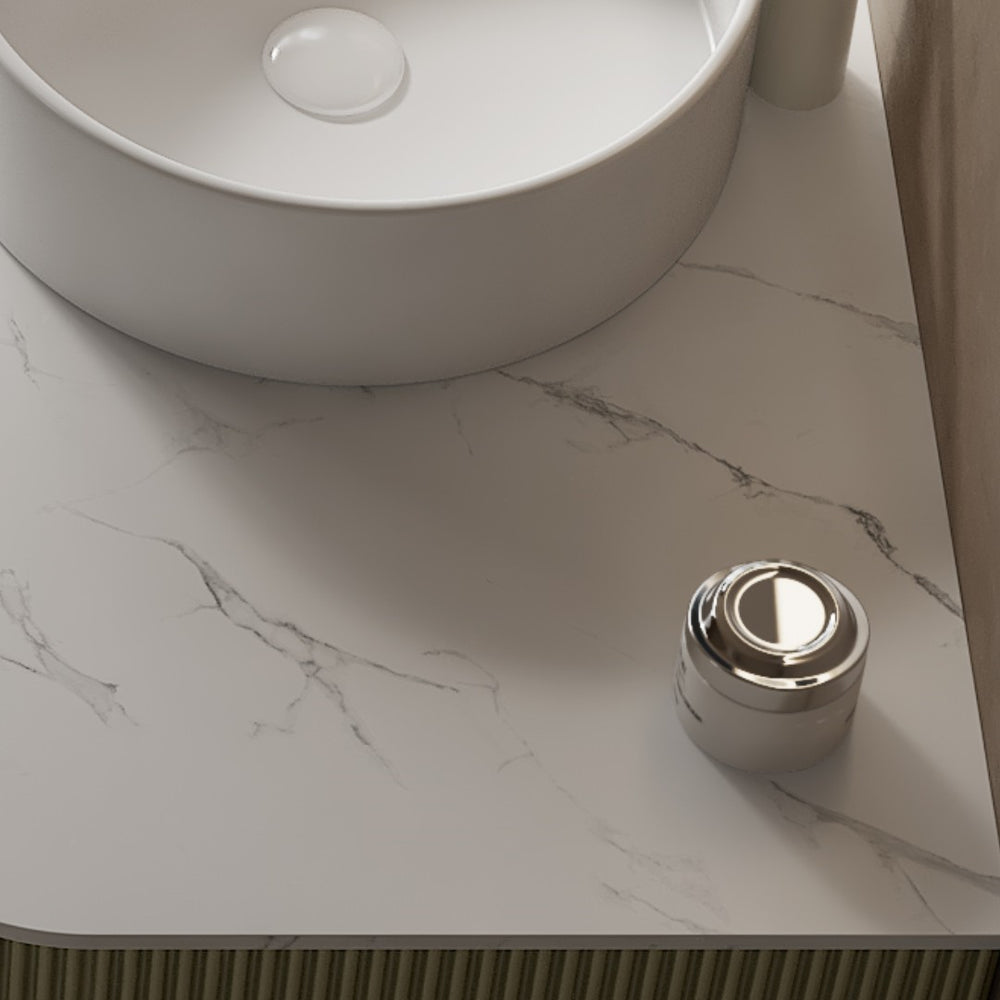English Elm Dina Sintered Stone Bathroom Countertop Carrara Marble Look Polished Curved Edge 48 Inch W2615P336293
