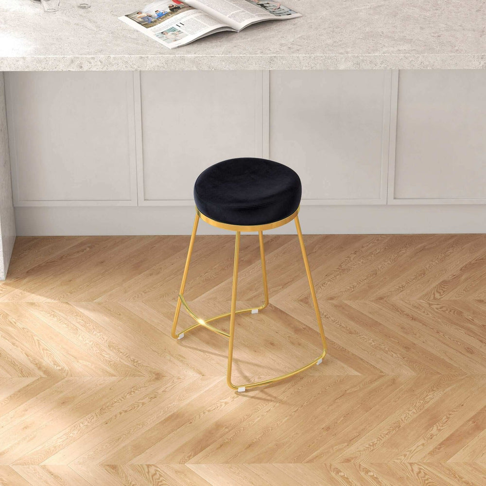 English Elm Jane Boucle Upholstered Accent Stool with Tapered Legs for Vanity or Bedroom B183P201661