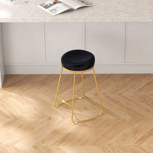 English Elm Jane Boucle Upholstered Accent Stool with Tapered Legs for Vanity or Bedroom B183P201661