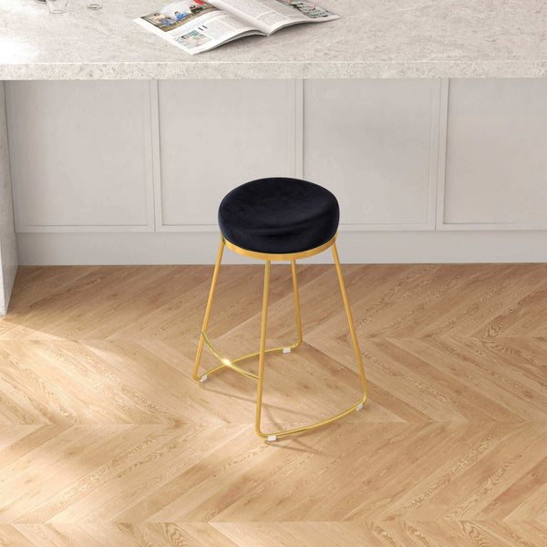 English Elm Jane Boucle Upholstered Accent Stool with Tapered Legs for Vanity or Bedroom B183P201661