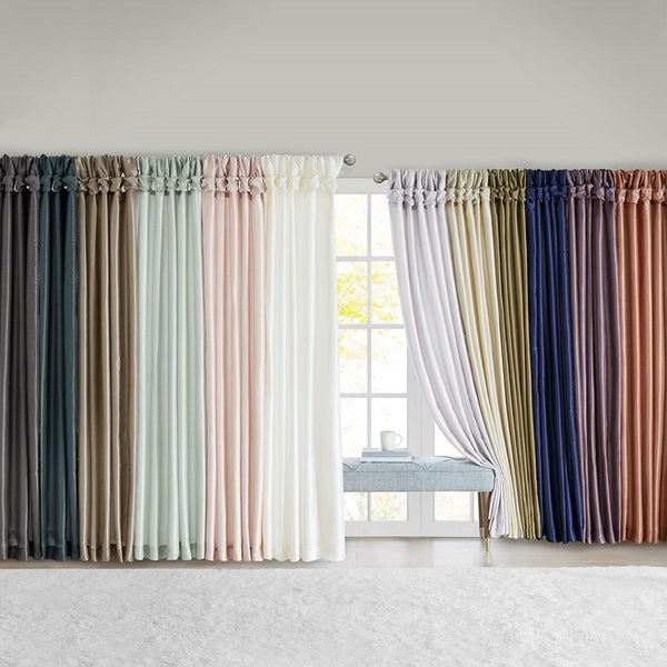 English Elm Twist Tab Lined Curtain Panel Blush 50X84" - Luxurious Faux Silk, Elegant Draping & Easy Installation B03598207-GIGA