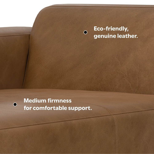 English Elm Rex Left Chaise Sofa Module In Caramel Brown Leather - Modern, Flexible, And Stylish Seating Solution B136P199266-GIGA