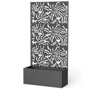 English Elm Raised Metal Garden Bed with Tall Diamond Trellis Powder Coated Outdoor Privacy Planter T3971P455101