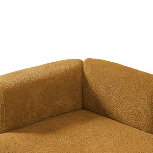 English Elm Upholstered Boucle Chaise Lounge with Wood Legs for Bedroom or Living Room W5515P437362