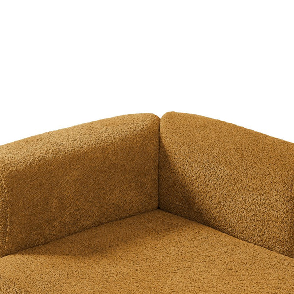 English Elm Upholstered Boucle Chaise Lounge with Wood Legs for Bedroom or Living Room W5515P437362