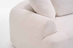 English Elm LY-024 Beige Compression Sofa 4-Seater Deep Seat Crochet Yarn Fabric Foam+Spring Breathable Comfort W2231S00014